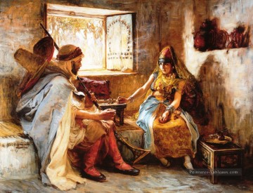 Le jeu du hasard Arabe Frederick Arthur Bridgman Peinture à l'huile